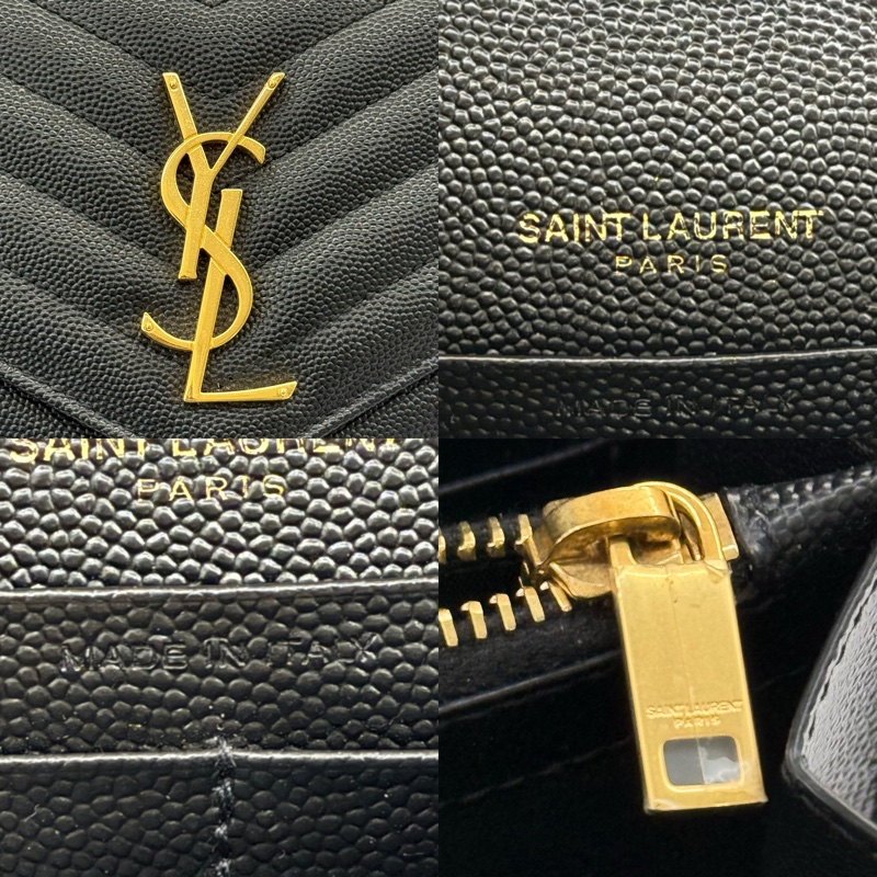 YSL 聖羅蘭 黑色CASSANDRA經典粒面皮革鏈條斜背包 377828-7