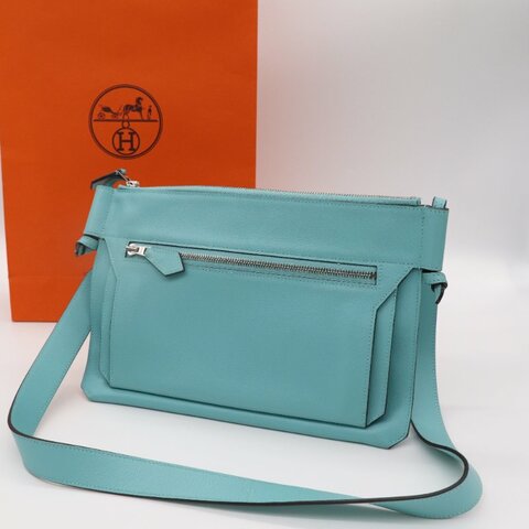 Hermès 愛馬仕 Ultrapla PM 淺藍色 Swift 羊皮革 斜挎包