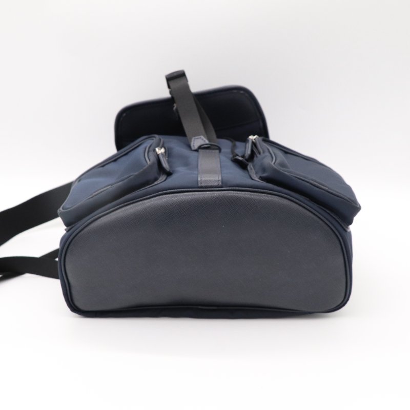 MONT BLANC 萬寶龍 Sartorial Jet 海軍藍色 尼龍 皮革 後背包 電腦包-4