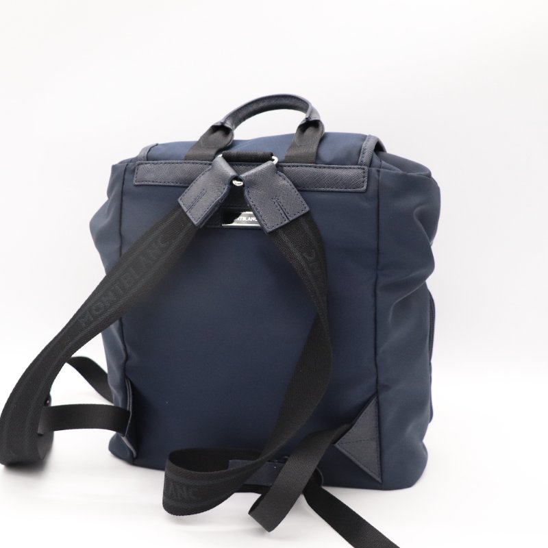MONT BLANC 萬寶龍 Sartorial Jet 海軍藍色 尼龍 皮革 後背包 電腦包-6
