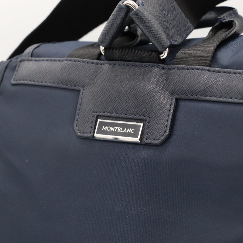 MONT BLANC 萬寶龍 Sartorial Jet 海軍藍色 尼龍 皮革 後背包 電腦包-7