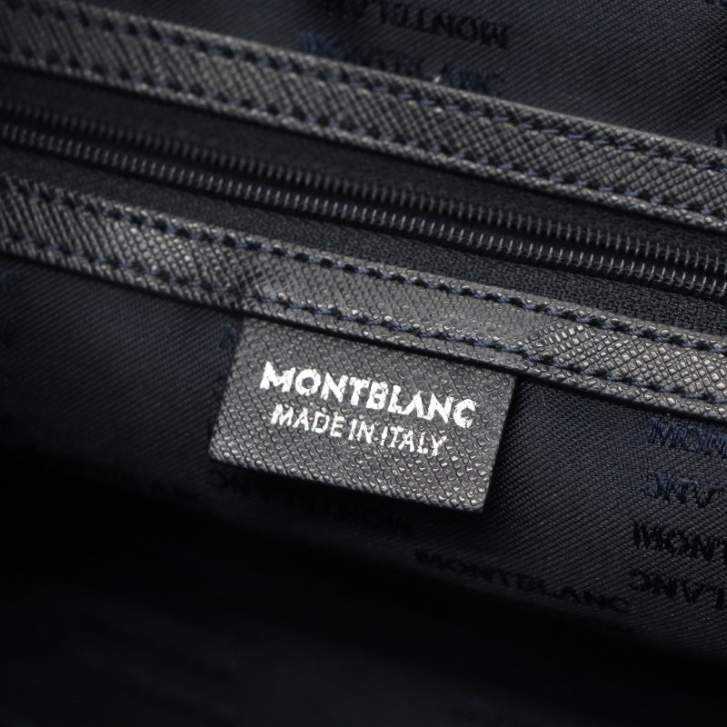 MONT BLANC 萬寶龍 Sartorial Jet 海軍藍色 尼龍 皮革 後背包 電腦包-14