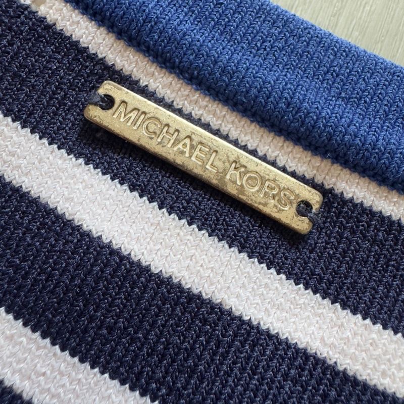 Michael Kors 無袖藍白條紋連身休閒洋裝-4