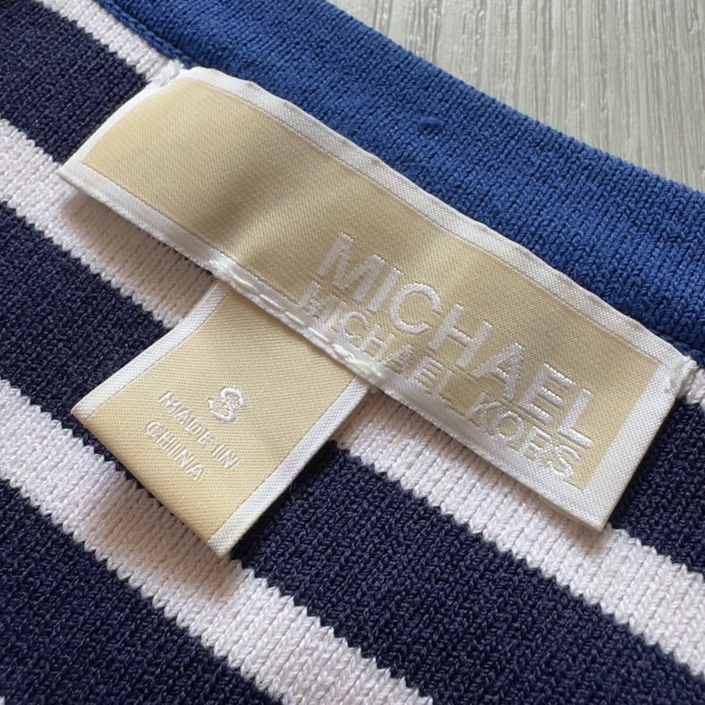 Michael Kors 無袖藍白條紋連身休閒洋裝-9