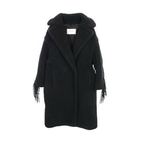 MAX MARA 泰迪熊圖案其他外套，真絲駝色黑色，二手女款