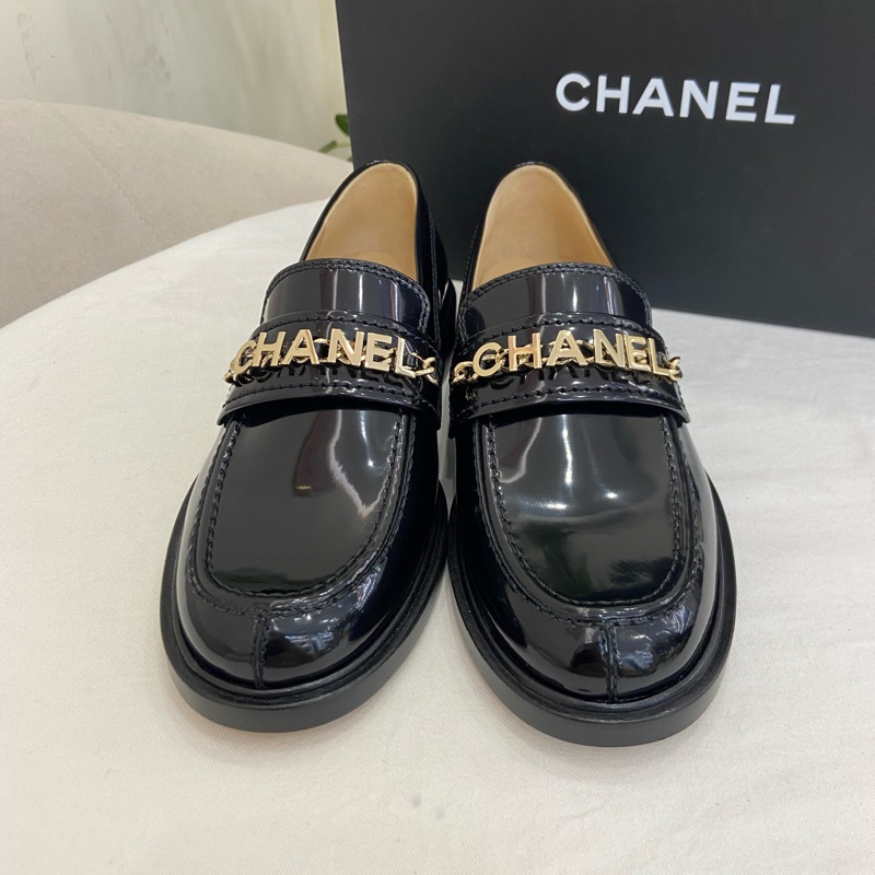 99新❤️ 香奈儿CHANEL 黑金字母 乐福鞋单鞋 37码-0