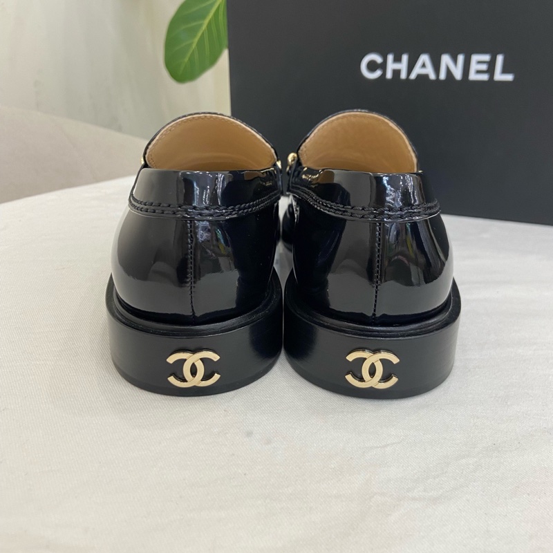 99新❤️ 香奈儿CHANEL 黑金字母 乐福鞋单鞋 37码-3