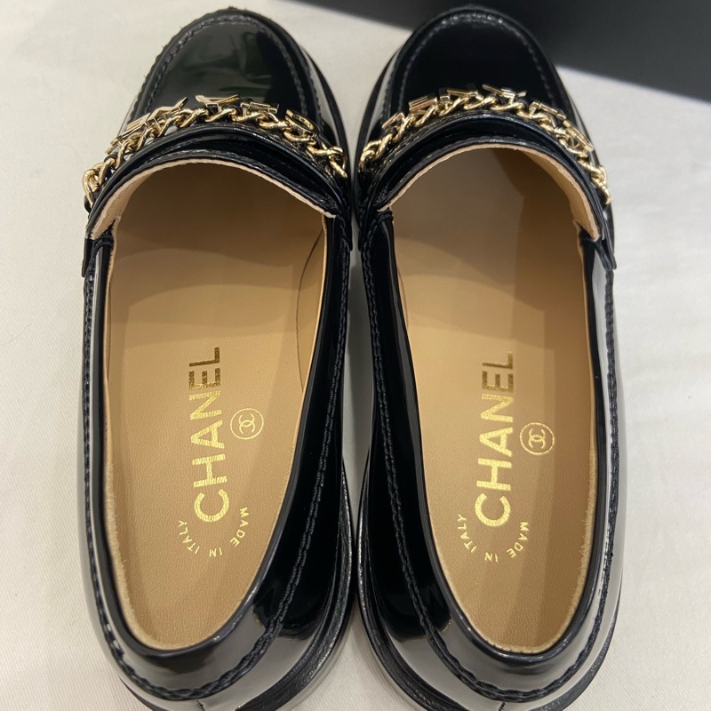 99新❤️ 香奈儿CHANEL 黑金字母 乐福鞋单鞋 37码-4
