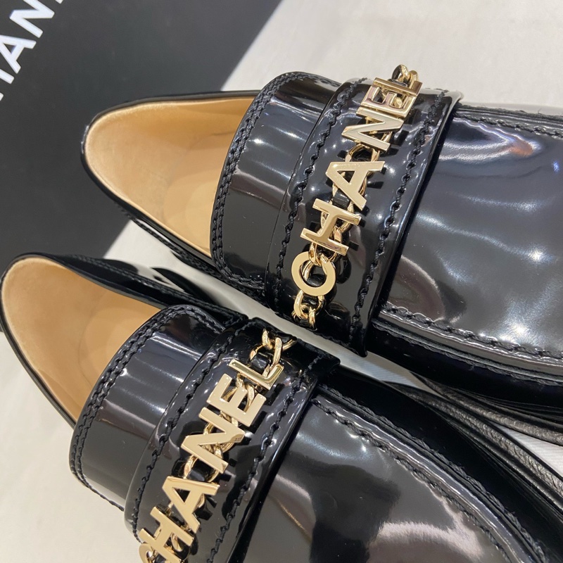 99新❤️ 香奈儿CHANEL 黑金字母 乐福鞋单鞋 37码-5