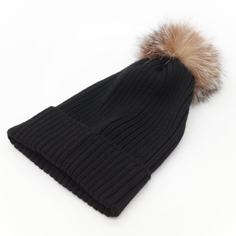 Moncler 蒙克萊 經典標誌 深藍色 毛球 羊毛標誌 羅紋針織毛帽-9