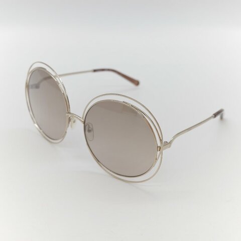 Chloé 蔻依 Carlina 金色金屬 茶色鏡片 大框圓形太陽眼鏡