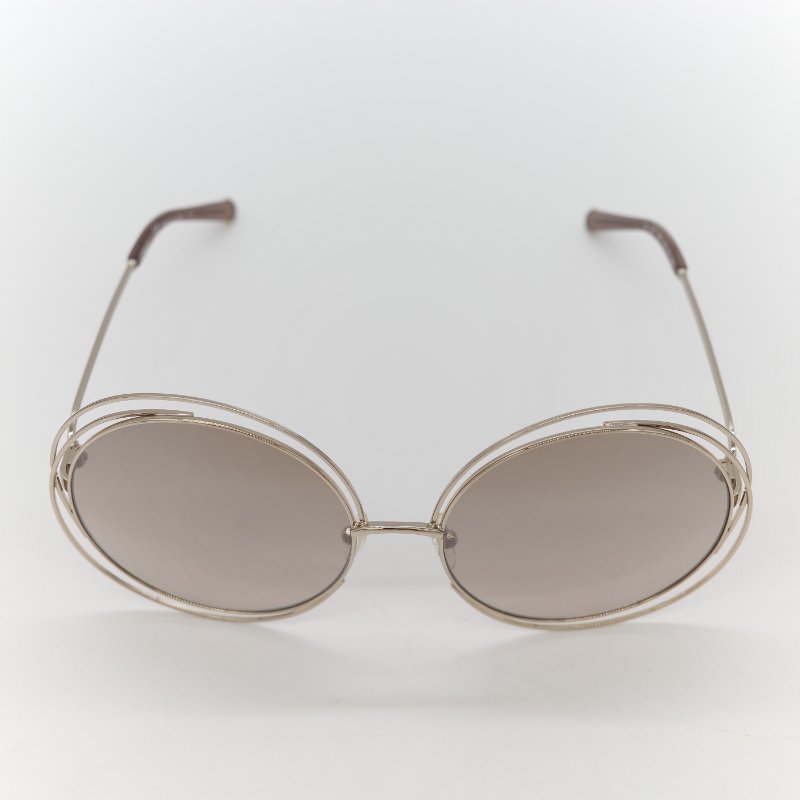 Chloé 蔻依 Carlina 金色金屬 茶色鏡片 大框圓形太陽眼鏡-1