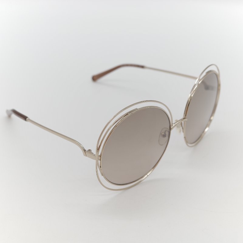 Chloé 蔻依 Carlina 金色金屬 茶色鏡片 大框圓形太陽眼鏡-2