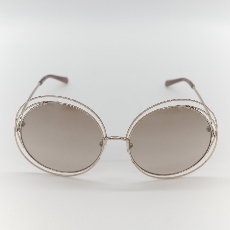 Chloé 蔻依 Carlina 金色金屬 茶色鏡片 大框圓形太陽眼鏡-4