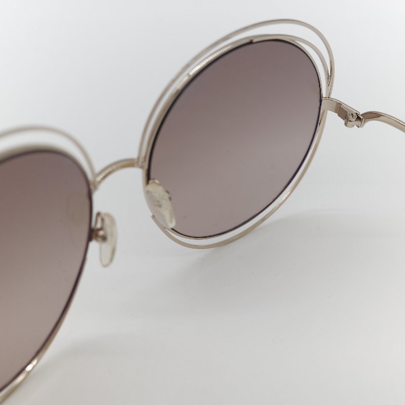 Chloé 蔻依 Carlina 金色金屬 茶色鏡片 大框圓形太陽眼鏡-7