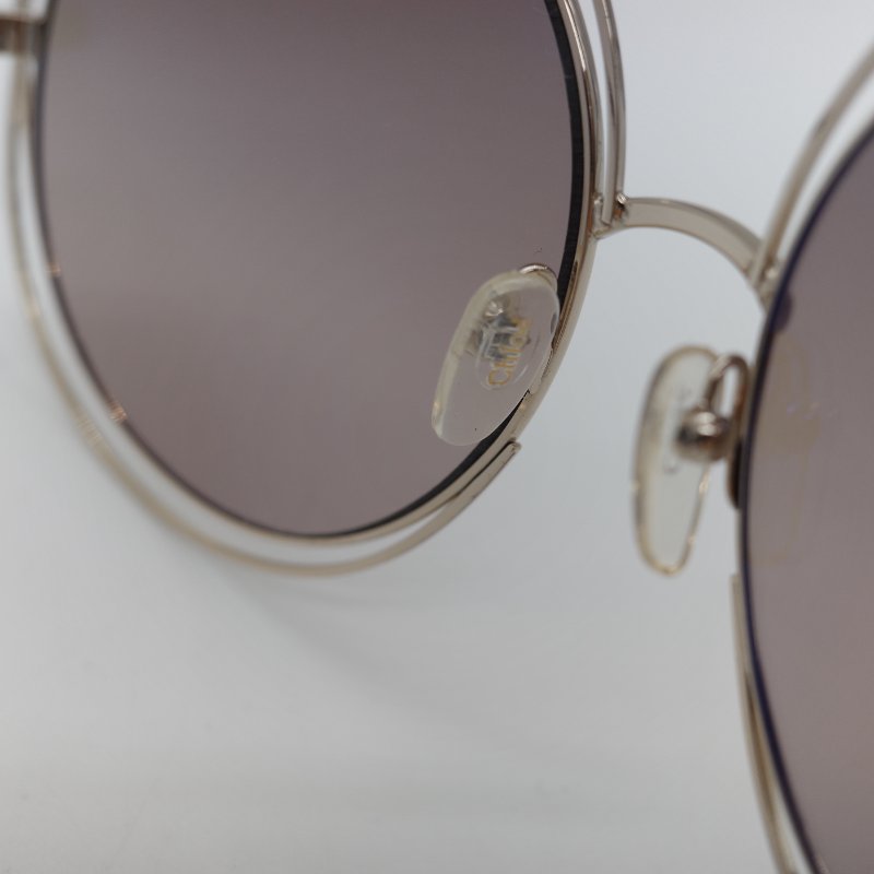 Chloé 蔻依 Carlina 金色金屬 茶色鏡片 大框圓形太陽眼鏡-10