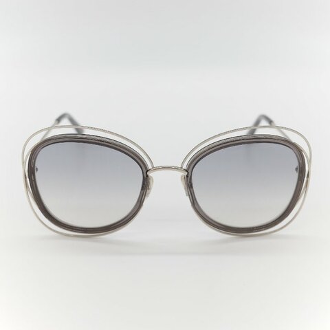 Chloé 蔻依 Carlina 金色金屬 漸變藍 半透明鏡片 大框圓形太陽眼鏡