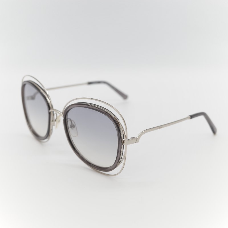 Chloé 蔻依 Carlina 金色金屬 漸變藍 半透明鏡片 大框圓形太陽眼鏡-1