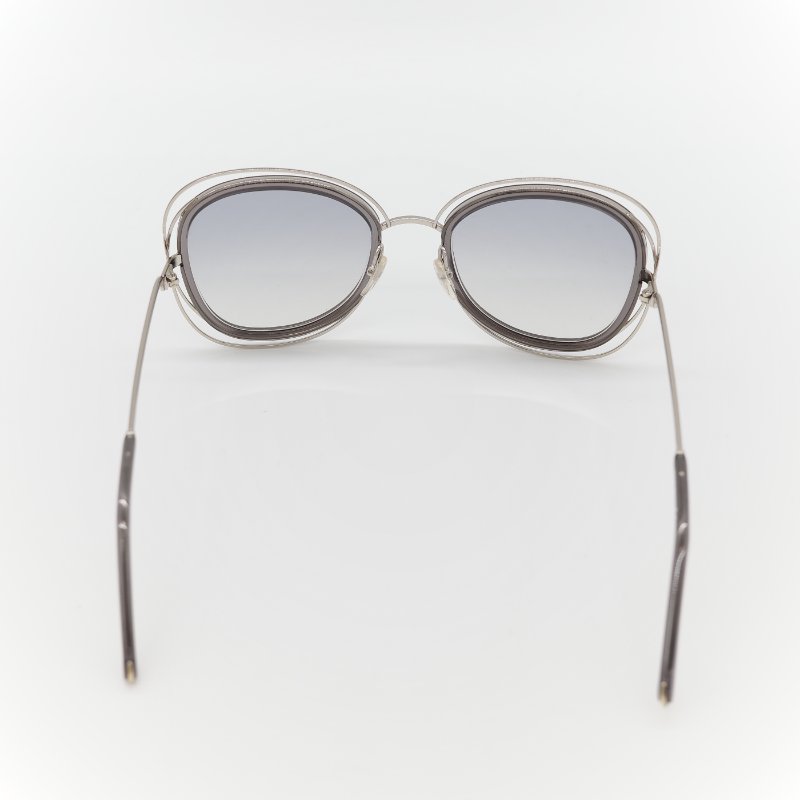 Chloé 蔻依 Carlina 金色金屬 漸變藍 半透明鏡片 大框圓形太陽眼鏡-4