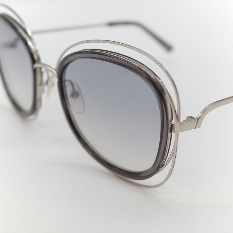 Chloé 蔻依 Carlina 金色金屬 漸變藍 半透明鏡片 大框圓形太陽眼鏡-5