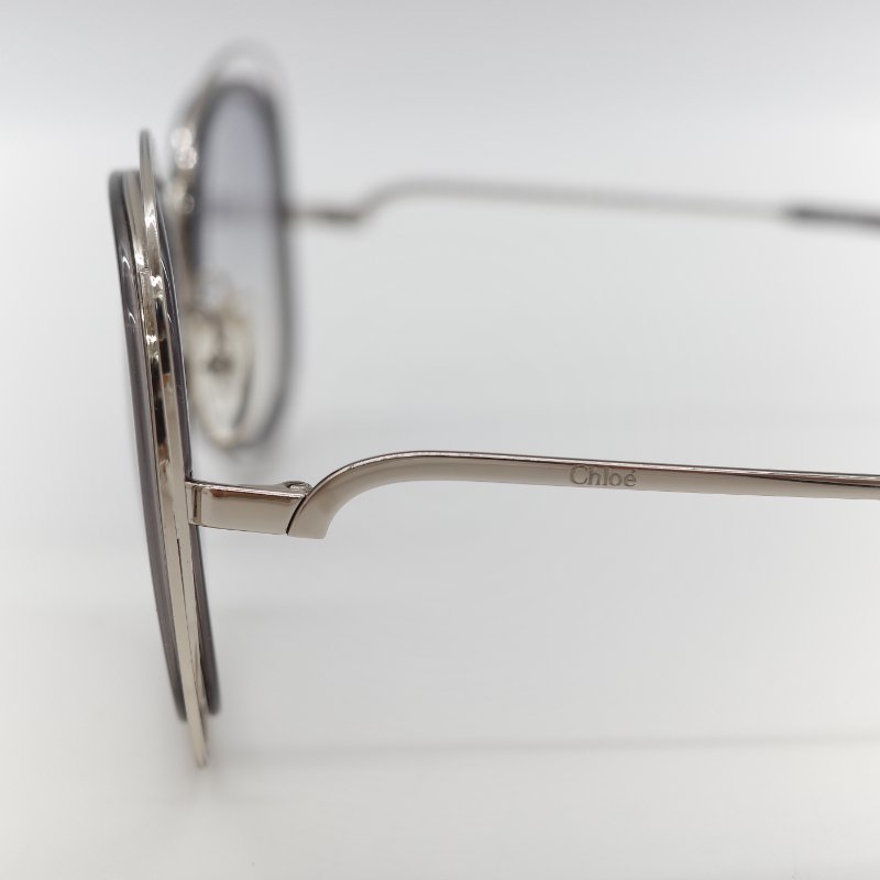 Chloé 蔻依 Carlina 金色金屬 漸變藍 半透明鏡片 大框圓形太陽眼鏡-6