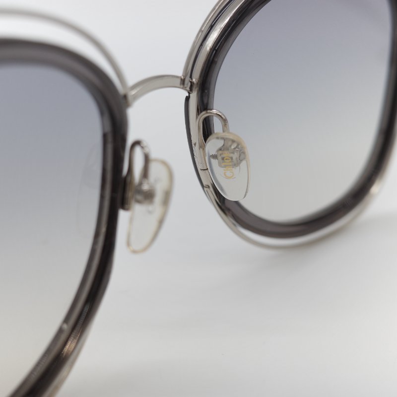 Chloé 蔻依 Carlina 金色金屬 漸變藍 半透明鏡片 大框圓形太陽眼鏡-7