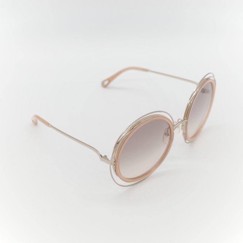 Chloé 蔻依 Carlina 金色金屬 漸變透色 大框圓形太陽眼鏡-3