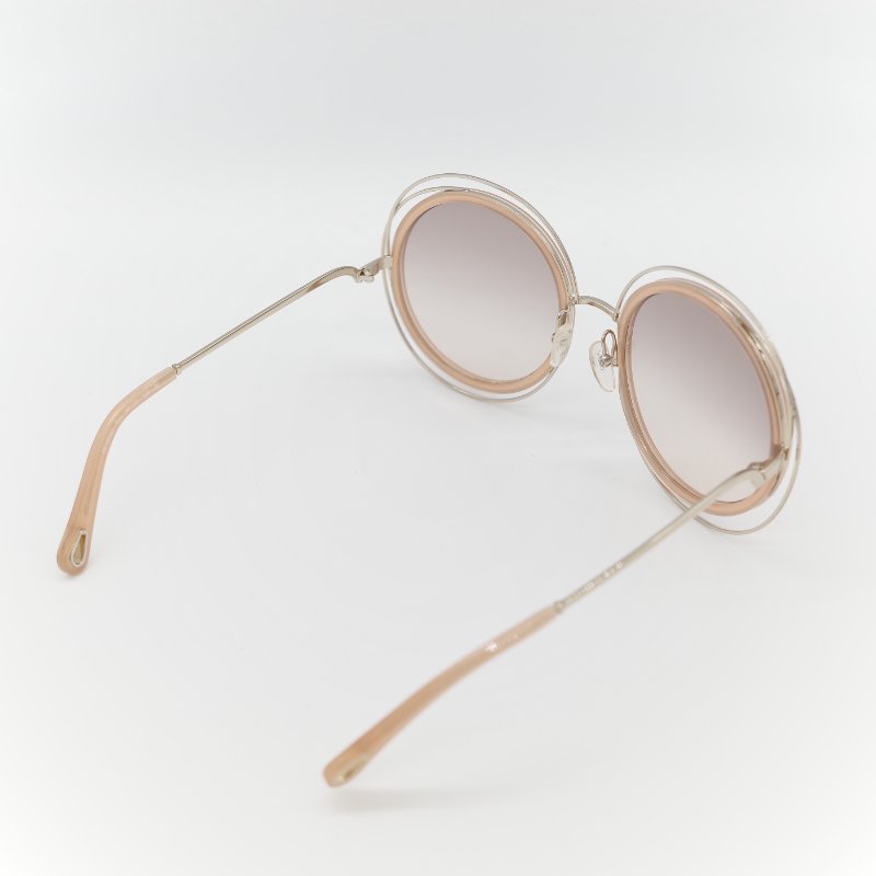 Chloé 蔻依 Carlina 金色金屬 漸變透色 大框圓形太陽眼鏡-4