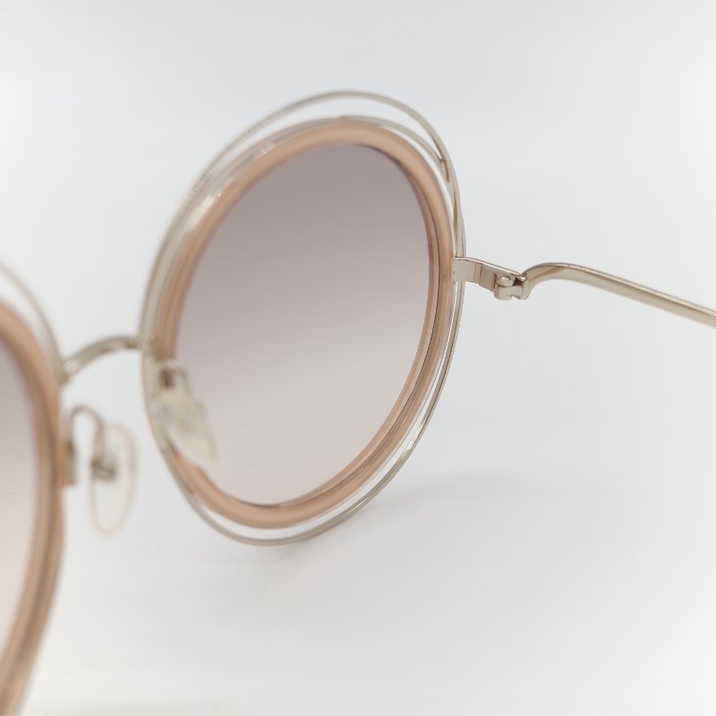 Chloé 蔻依 Carlina 金色金屬 漸變透色 大框圓形太陽眼鏡-8