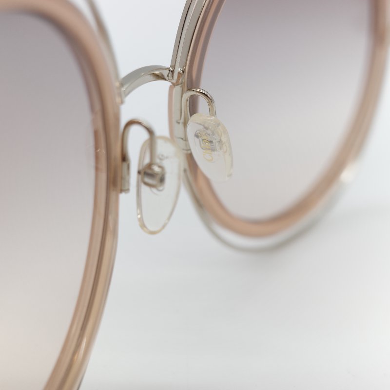 Chloé 蔻依 Carlina 金色金屬 漸變透色 大框圓形太陽眼鏡-9