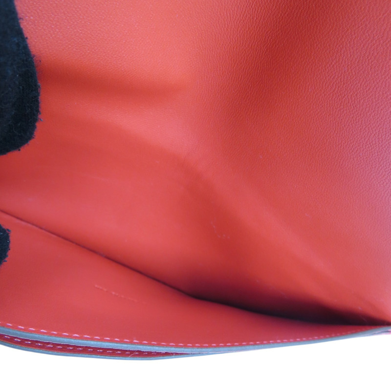 紅色 TC牛皮 Dogon Long 兩折長夾 銀扣 D刻【HERMES 愛馬仕】-5