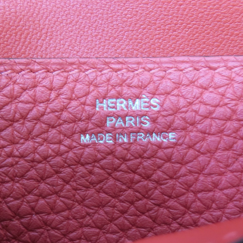 紅色 TC牛皮 Dogon Long 兩折長夾 銀扣 D刻【HERMES 愛馬仕】-8