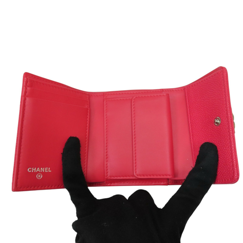 粉色 荔枝紋 牛皮 BOY CHANEL Compact Wallet 三折短夾 (無卡)【CHANEL 香奈兒】 A81965-4