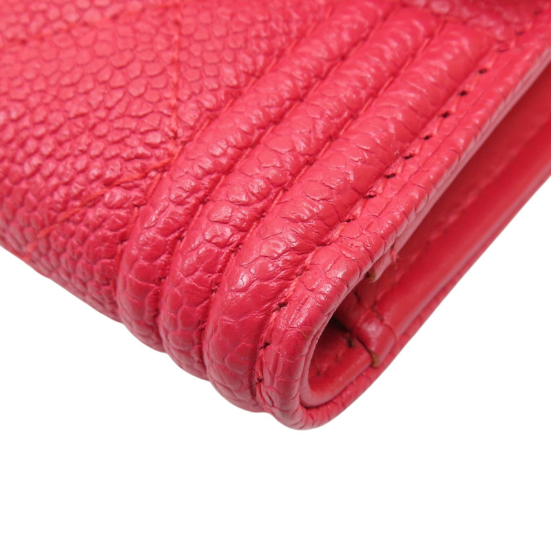 粉色 荔枝紋 牛皮 BOY CHANEL Compact Wallet 三折短夾 (無卡)【CHANEL 香奈兒】 A81965-14