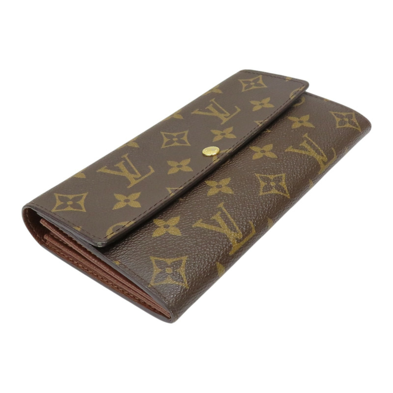 棕色 原花帆布 兩折長夾 金扣 M61734【LOUIS VUITTON LV 路易威登】 M61734-2
