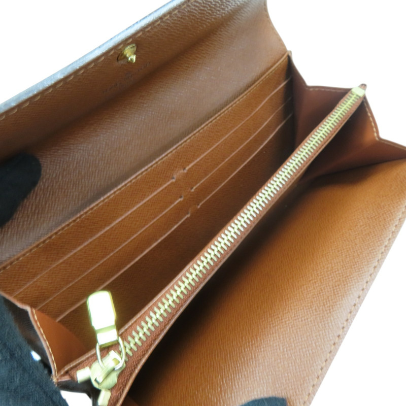棕色 原花帆布 兩折長夾 金扣 M61734【LOUIS VUITTON LV 路易威登】 M61734-5