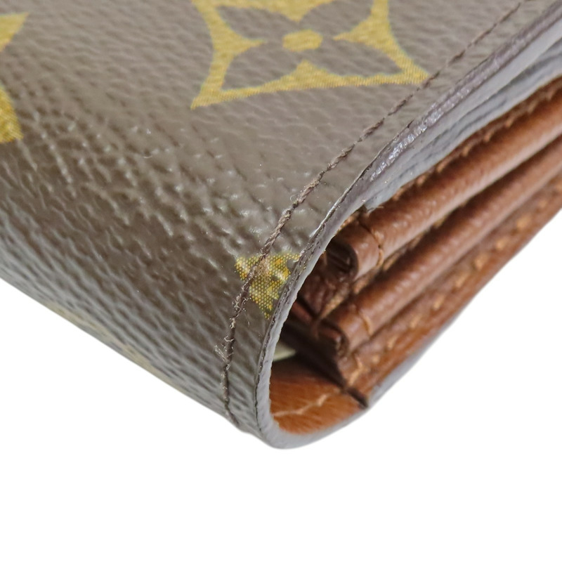 棕色 原花帆布 兩折長夾 金扣 M61734【LOUIS VUITTON LV 路易威登】 M61734-11