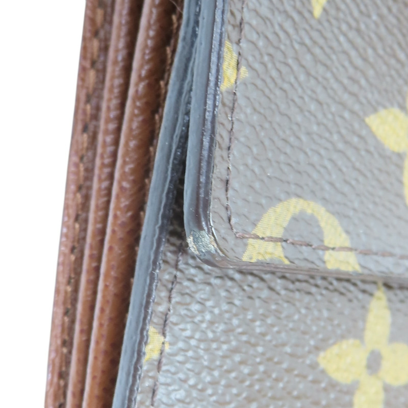 棕色 原花帆布 兩折長夾 金扣 M61734【LOUIS VUITTON LV 路易威登】 M61734-14