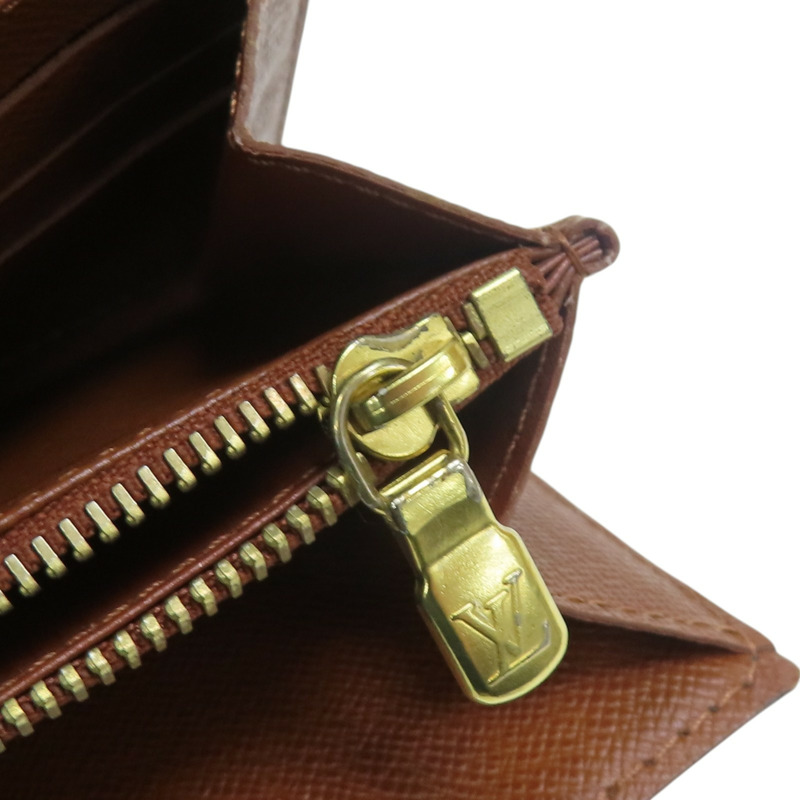 棕色 原花帆布 兩折長夾 金扣 M61734【LOUIS VUITTON LV 路易威登】 M61734-16