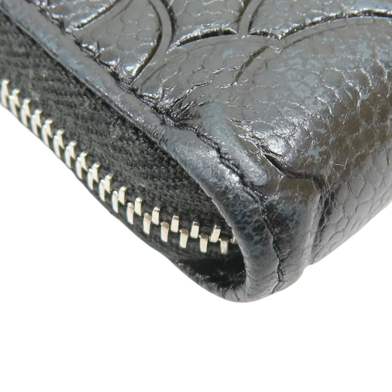 黑色 牛皮 山茶花壓紋 拉鍊中夾 【CHANEL 香奈兒】-12