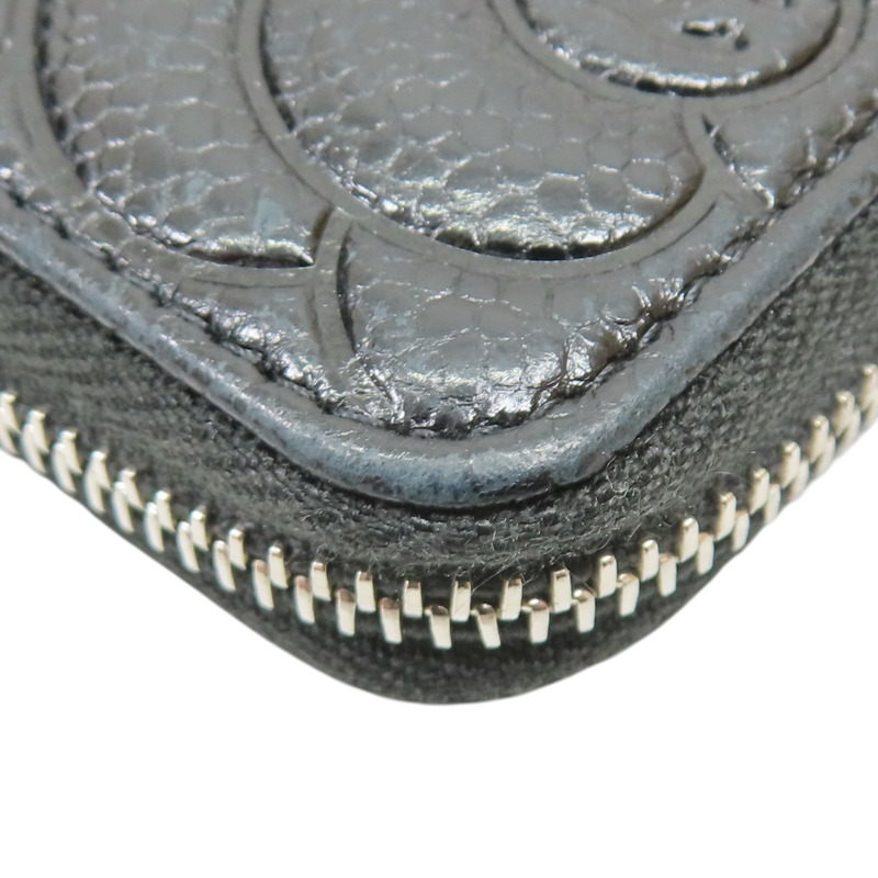 黑色 牛皮 山茶花壓紋 拉鍊中夾 【CHANEL 香奈兒】-13