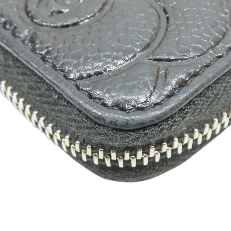 黑色 牛皮 山茶花壓紋 拉鍊中夾 【CHANEL 香奈兒】-14