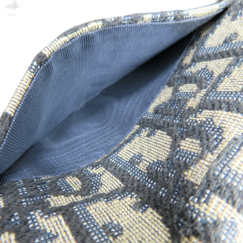 藍色 提花帆布 Saddle Cosmos Cardholder 零錢包 金扣 【Dior 迪奧 】-6