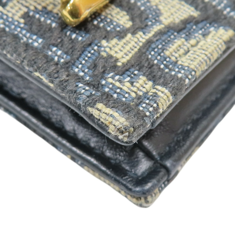 藍色 提花帆布 Saddle Cosmos Cardholder 零錢包 金扣 【Dior 迪奧 】-11