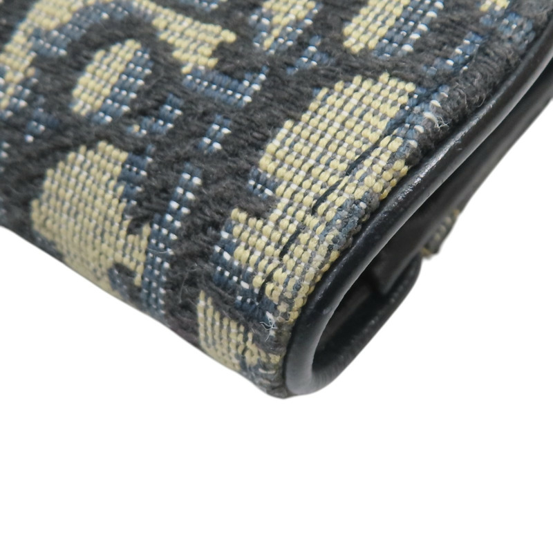 藍色 提花帆布 Saddle Cosmos Cardholder 零錢包 金扣 【Dior 迪奧 】-14