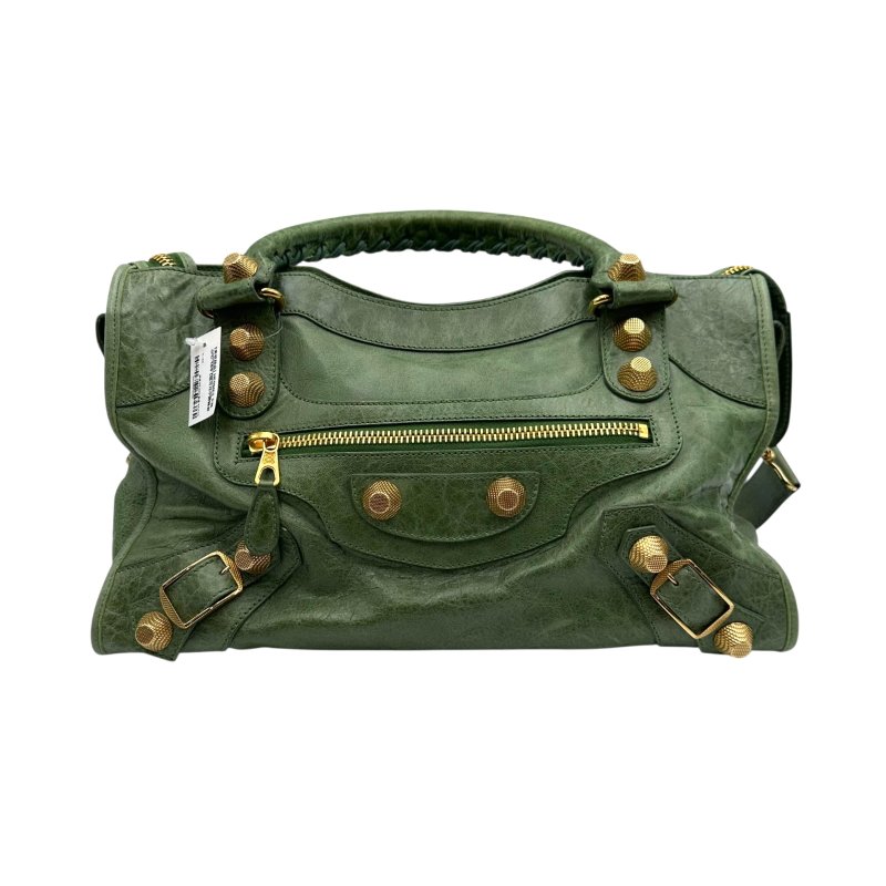 【美收精品】Balenciaga 巴黎世家綠色金釦City bag CT 機車包 C-299【隔月月中將轉賣至日本 上架期限30天】-0