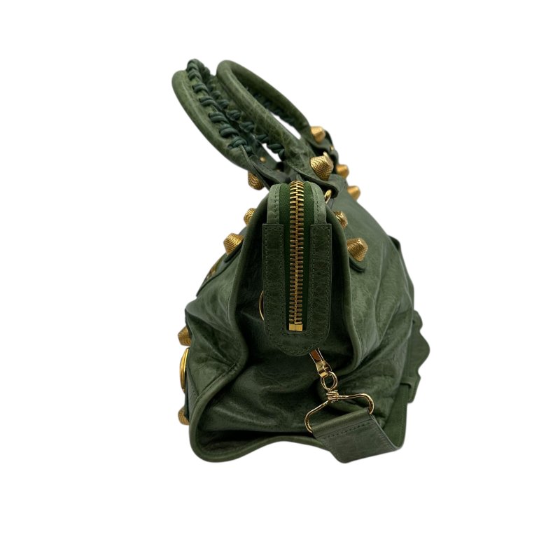 【美收精品】Balenciaga 巴黎世家綠色金釦City bag CT 機車包 C-299【隔月月中將轉賣至日本 上架期限30天】-2