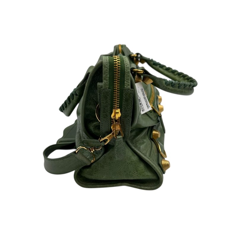 【美收精品】Balenciaga 巴黎世家綠色金釦City bag CT 機車包 C-299【隔月月中將轉賣至日本 上架期限30天】-3