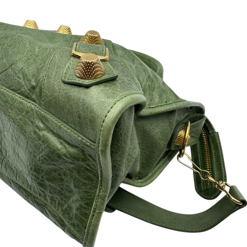 【美收精品】Balenciaga 巴黎世家綠色金釦City bag CT 機車包 C-299【隔月月中將轉賣至日本 上架期限30天】-5