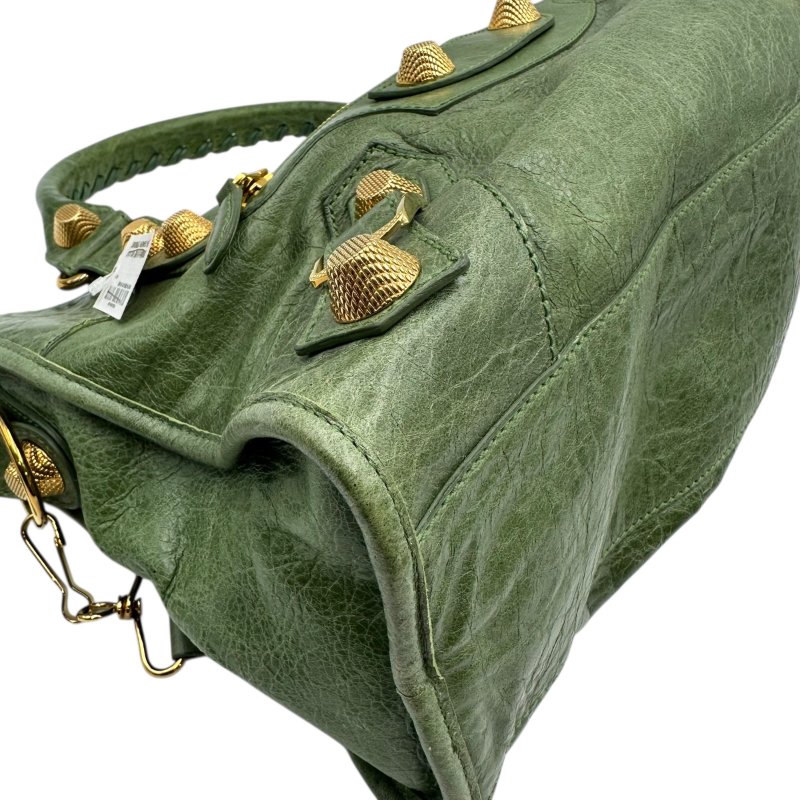 【美收精品】Balenciaga 巴黎世家綠色金釦City bag CT 機車包 C-299【隔月月中將轉賣至日本 上架期限30天】-6